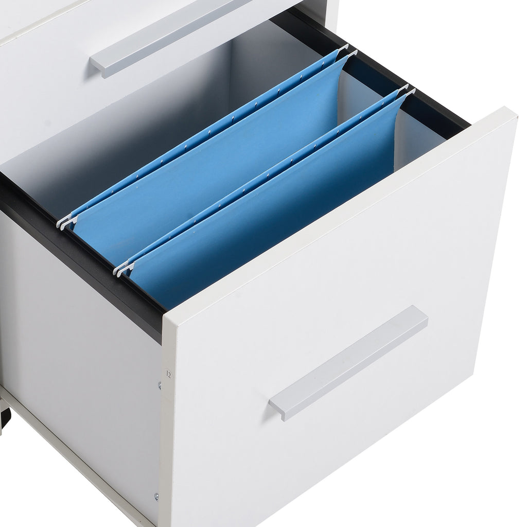 White 3-Drawer Rolling Filing Cabinet