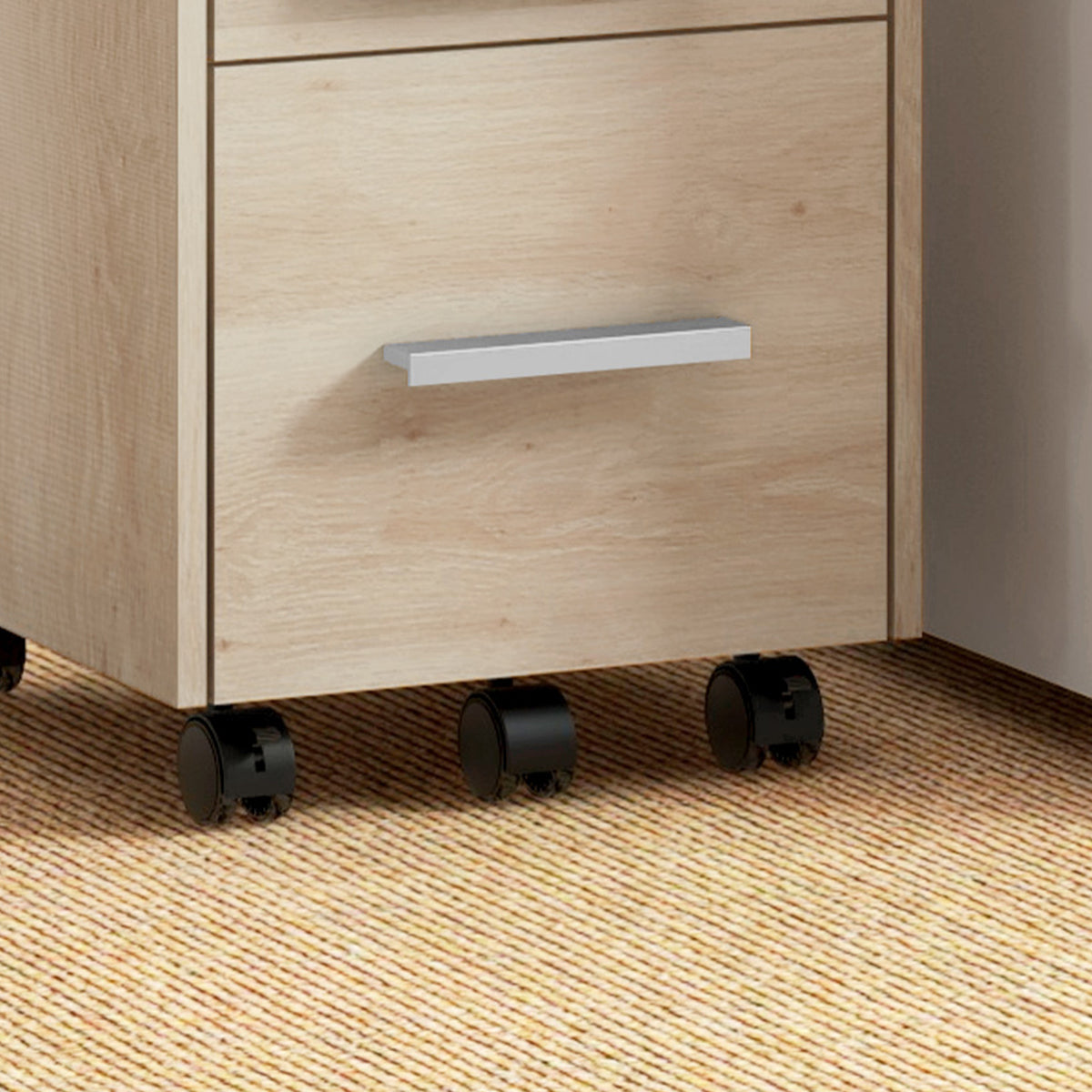 3-Drawer Lockable Rolling Office Cabinet – Beige