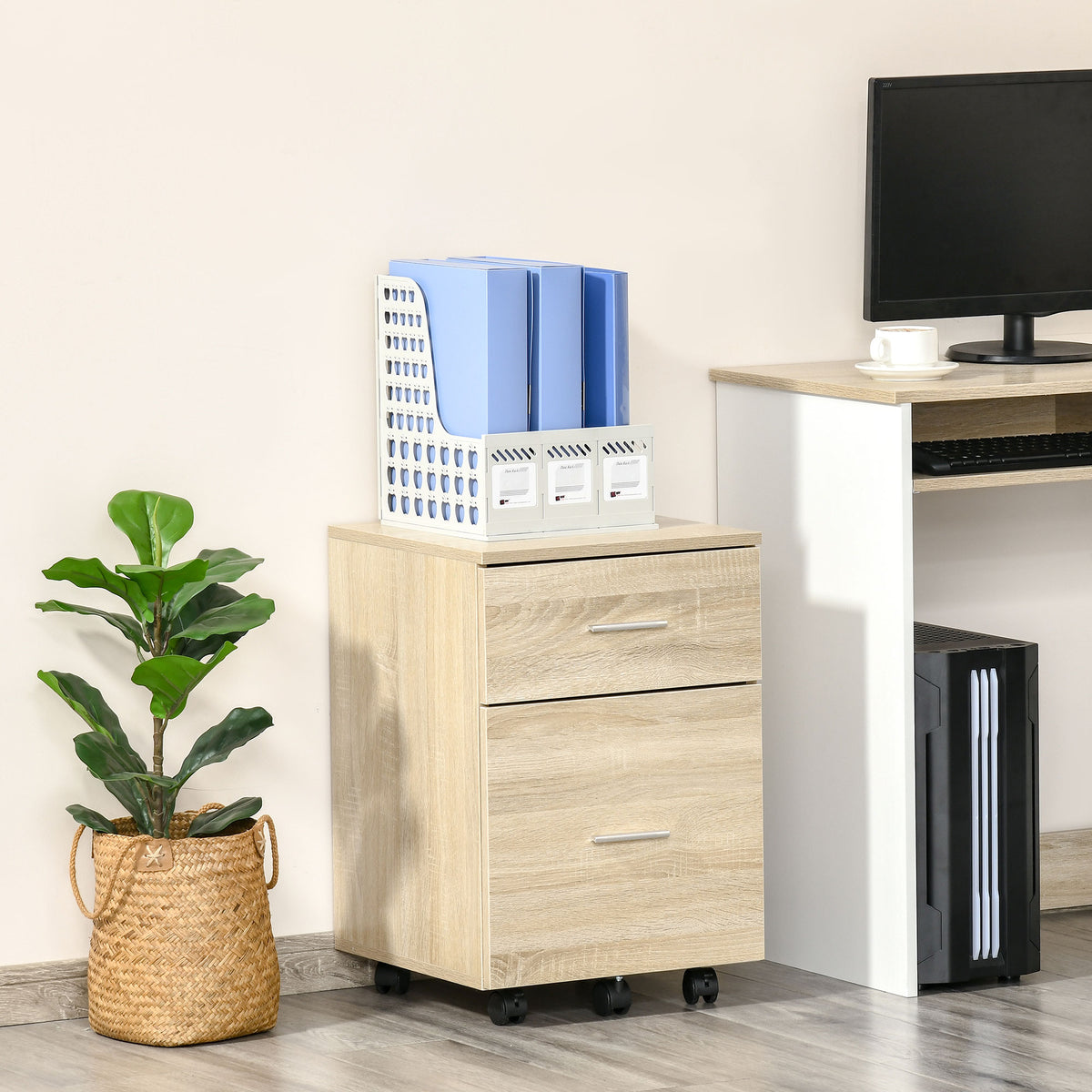 2-Drawer Rolling Office Cabinet