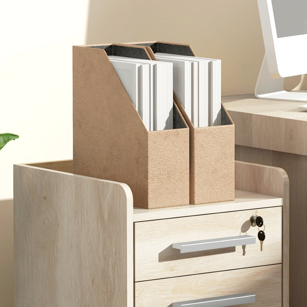 3-Drawer Lockable Rolling Office Cabinet – Beige