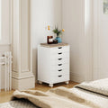 White 6-Drawer Rolling Office Cabinet with Printer Stand