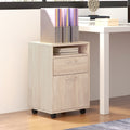 Oak Rolling Office Cabinet with Drawer, Cupboard & File Holder