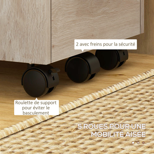 3-Drawer Lockable Rolling Office Cabinet – Beige