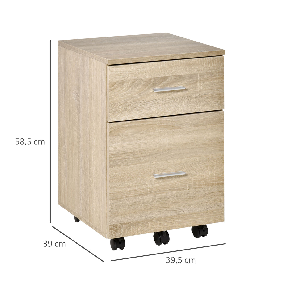 2-Drawer Mobile Office Cabinet – 5 Wheels