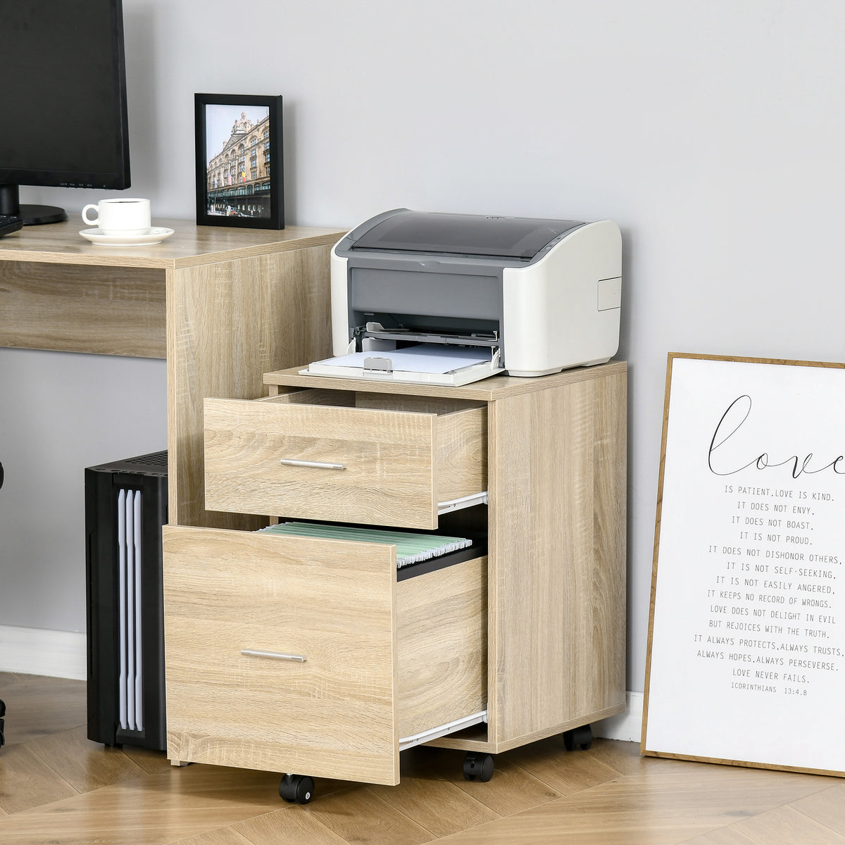 2-Drawer Rolling Office Cabinet